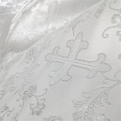 Metallic Church Cross Brocade Fabric 60 (White/Silver)